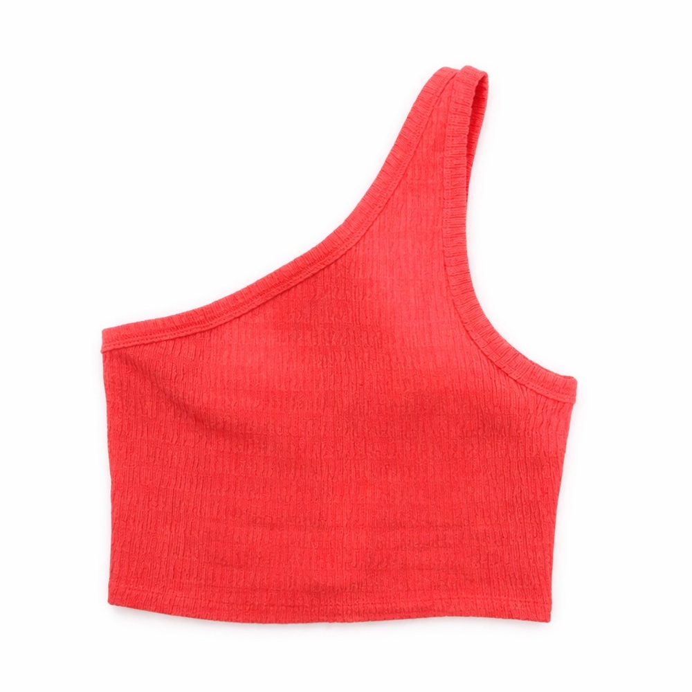 NWT American Eagle One-Shoulder Coral Crop Top